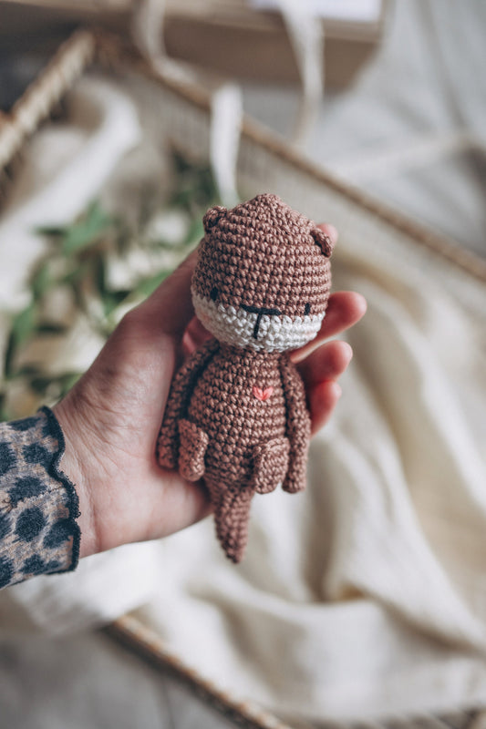 Eco-Friendly Natural Cotton Otter - Sustainable Baby Gift