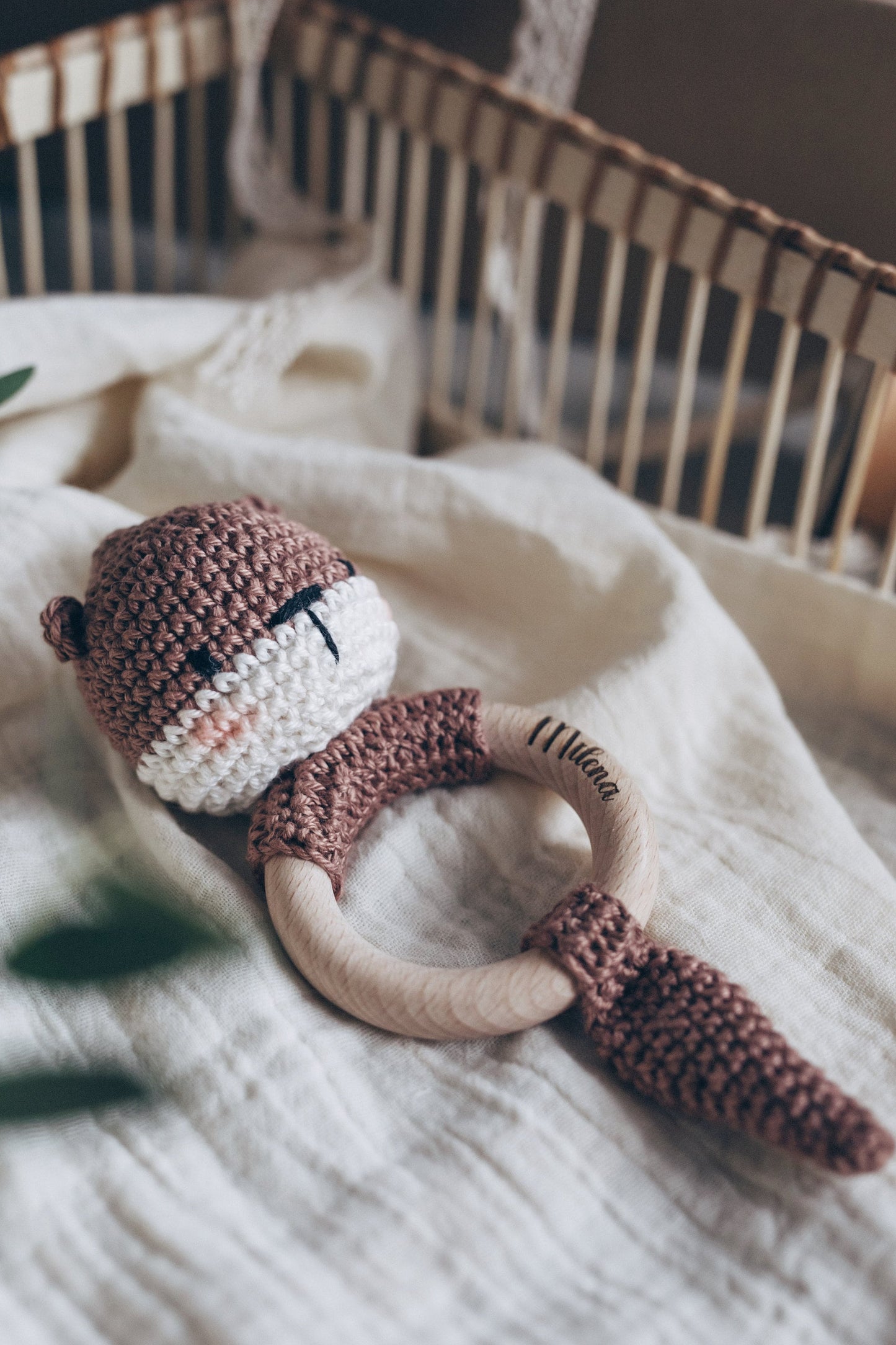 Personalized baby rattle Otter