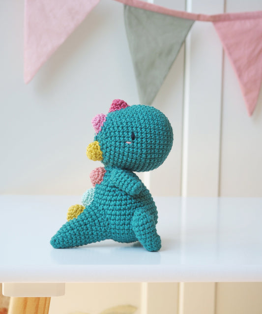Handmade Cuddly Dinosaur 100% natural cotton