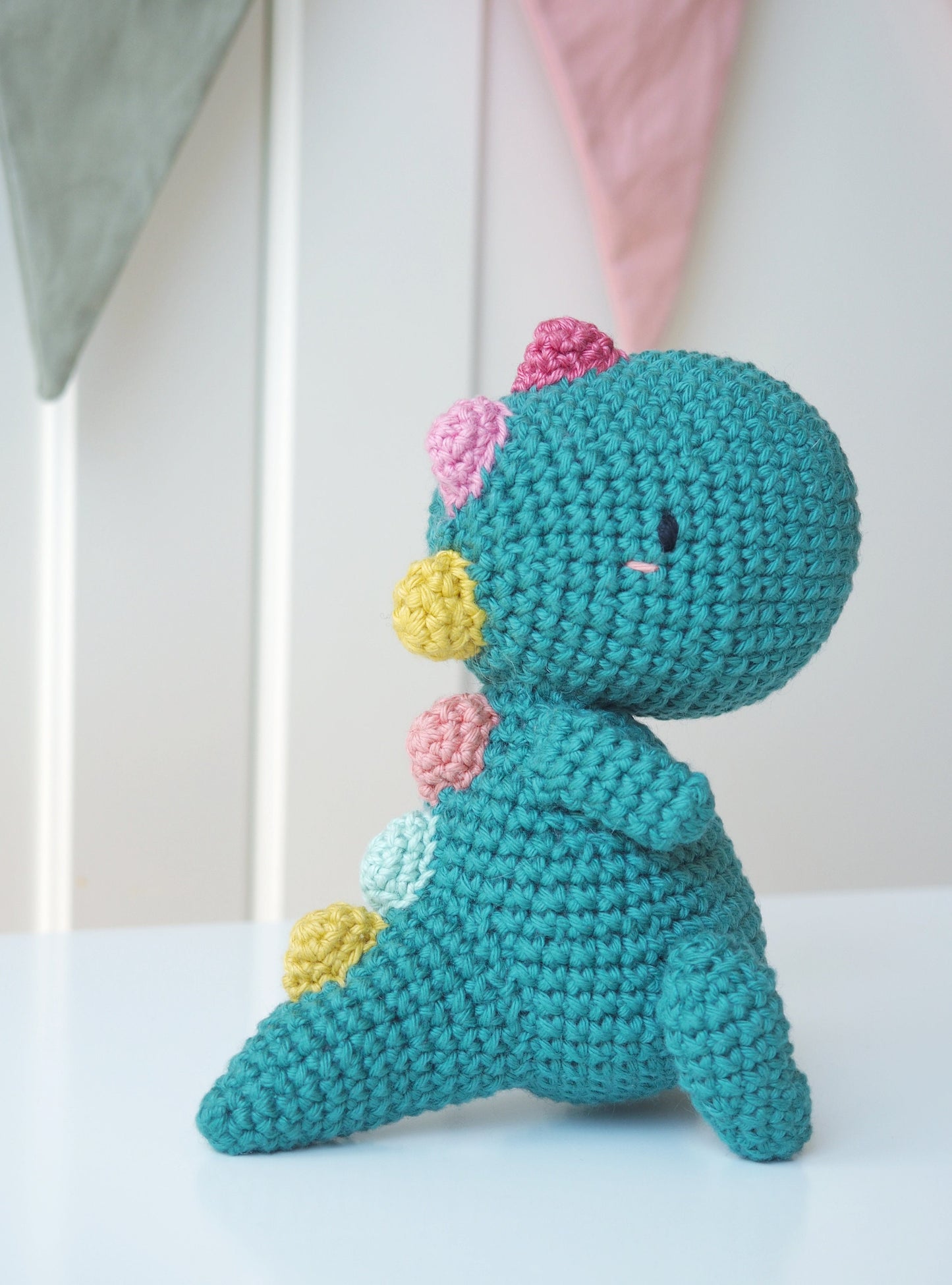 Handmade Cuddly Dinosaur 100% natural cotton