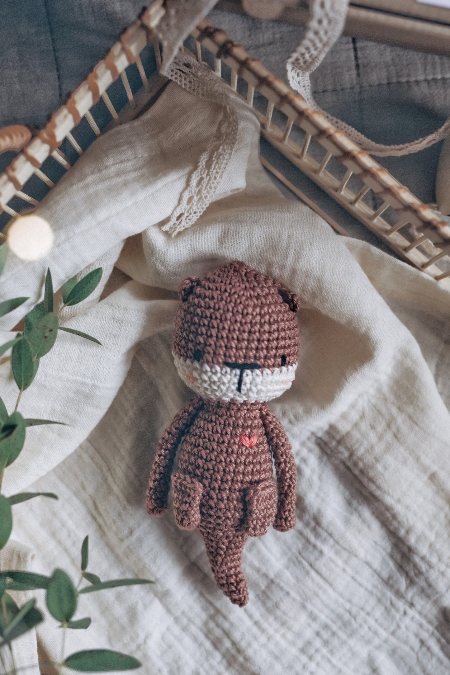 Eco-Friendly Natural Cotton Otter - Sustainable Baby Gift