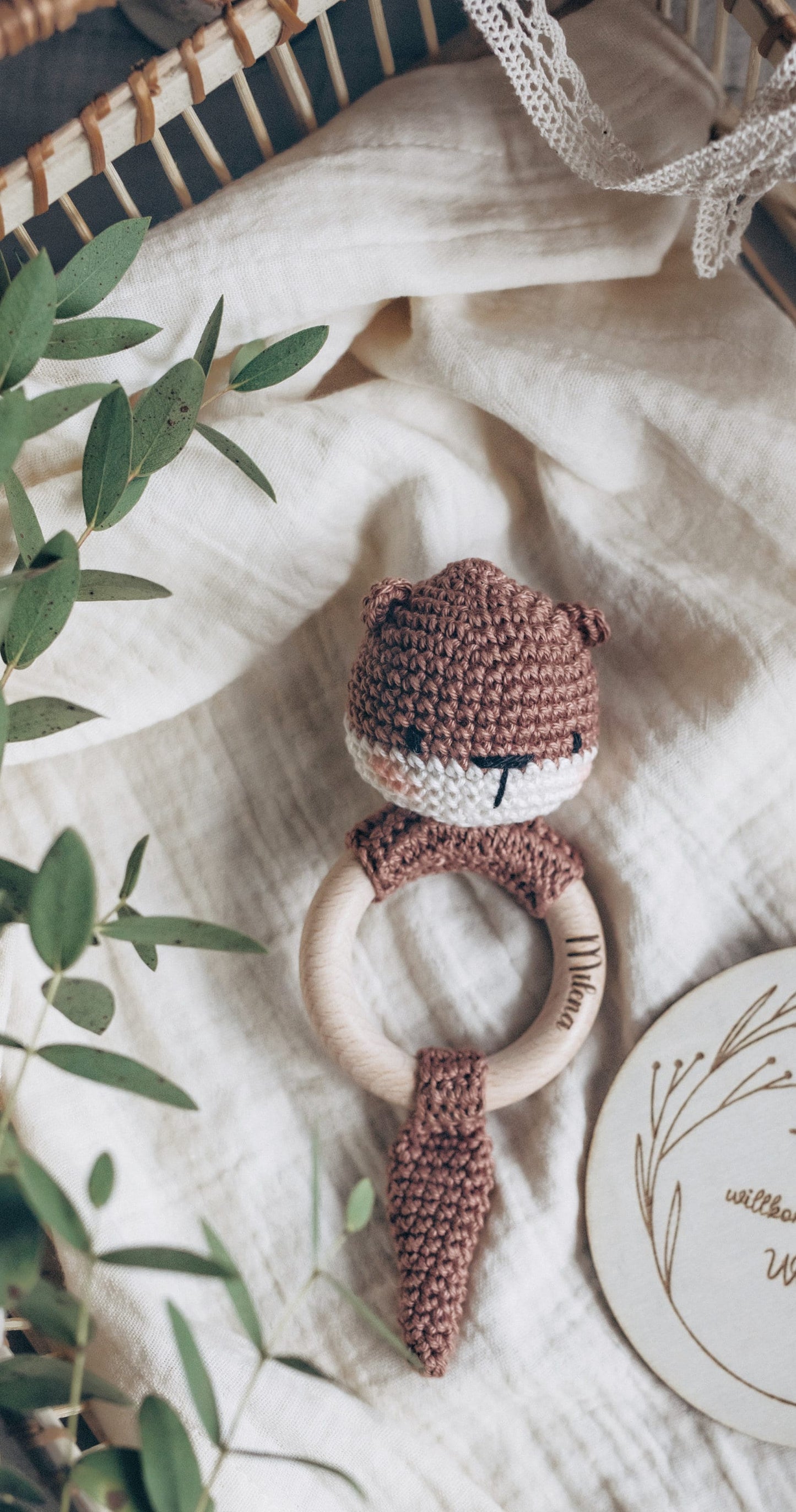 Personalized baby rattle Otter