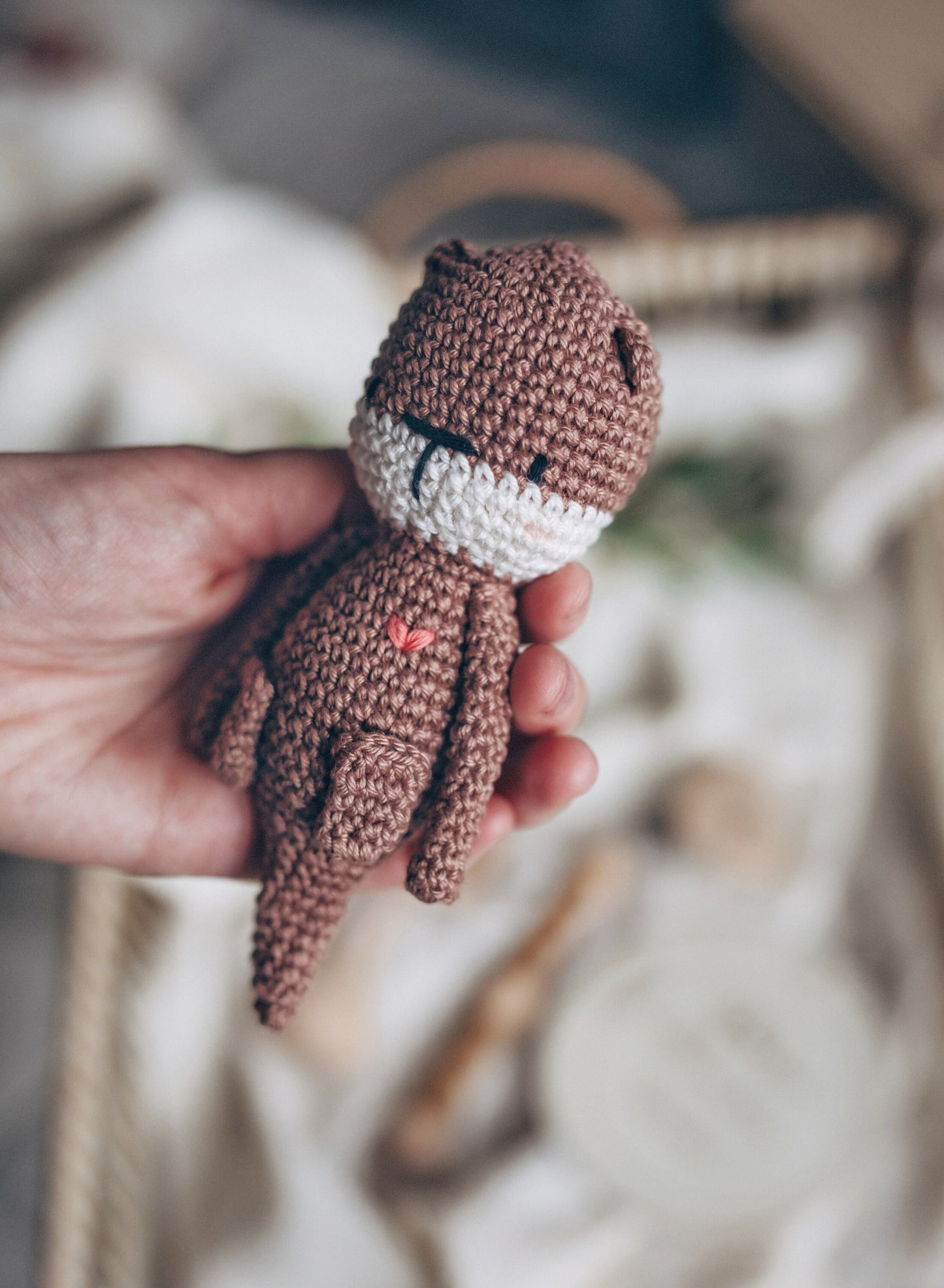 Eco-Friendly Natural Cotton Otter - Sustainable Baby Gift