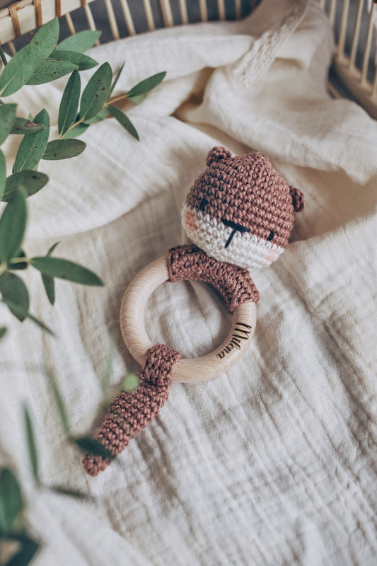 Personalized baby rattle Otter