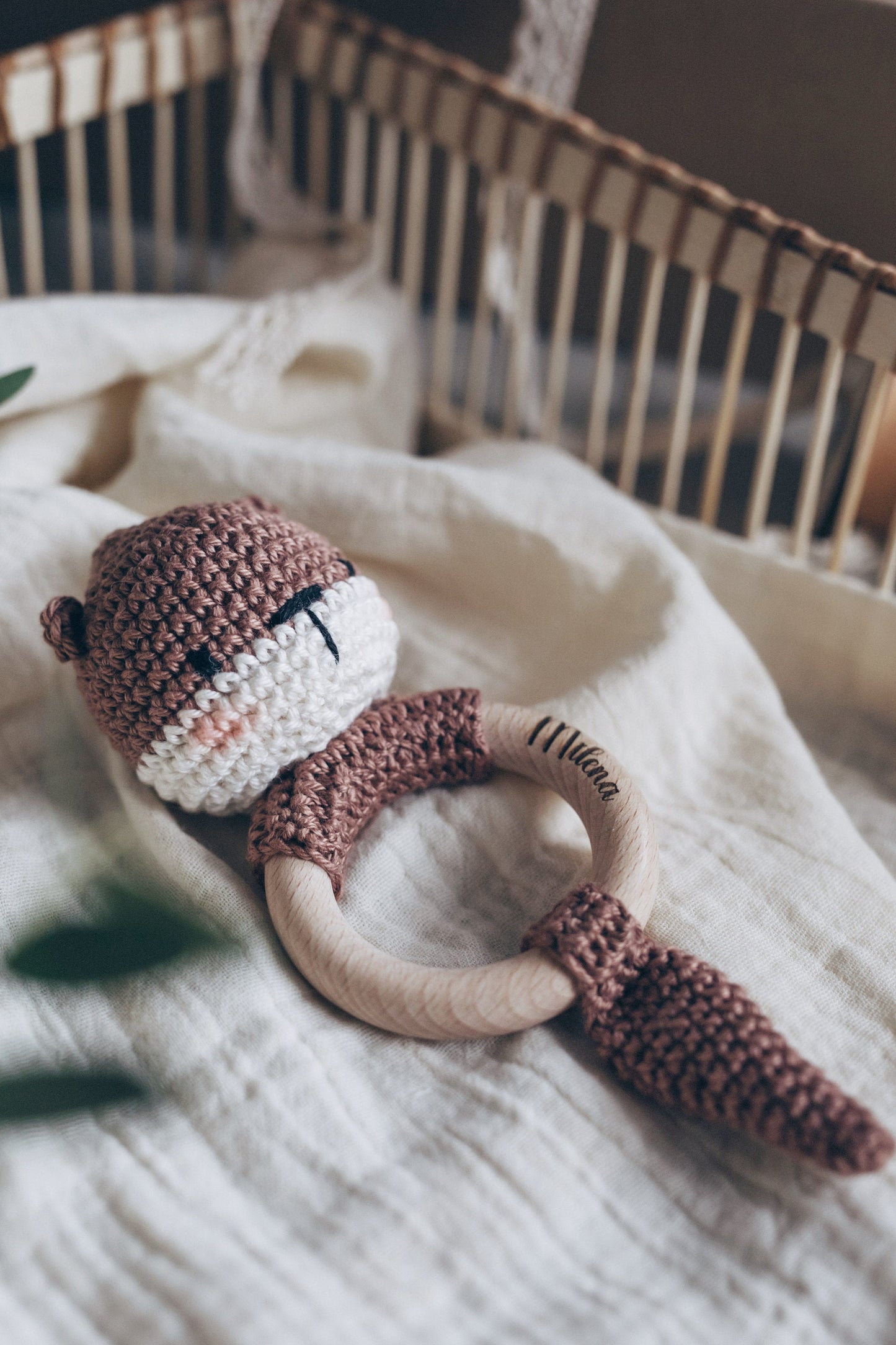 Personalized baby rattle Otter