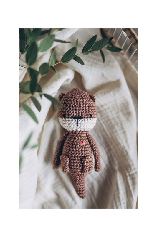 Eco-Friendly Natural Cotton Otter - Sustainable Baby Gift