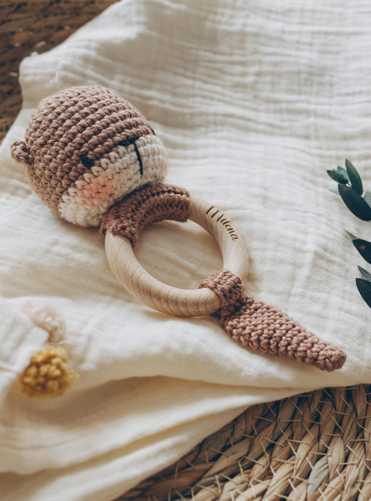 Personalized baby rattle Otter